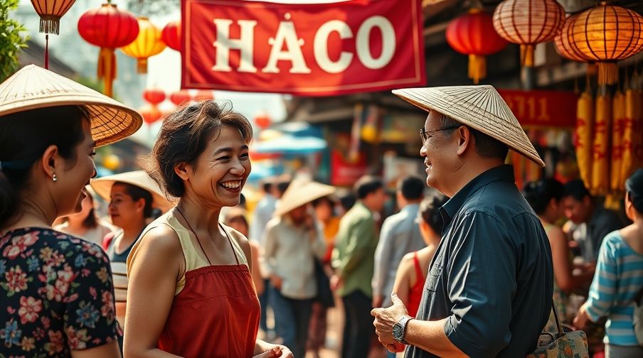 Người nước ngoài học tiếng Việt giao tiếp để hòa nhập văn hóa tại chợ Việt Nam