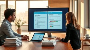 a bright contemporary office setting two professionals one male one female are collaboratively.jpg