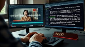 a close up shot of a professional translator focused intently on a dual screen setup one screen dis.jpg