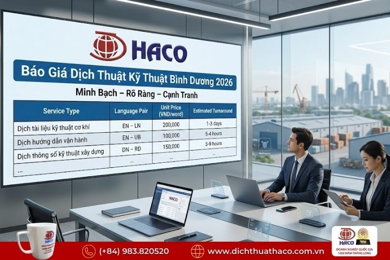 Báo giá dịch thuật kỹ thuật Bình Dương