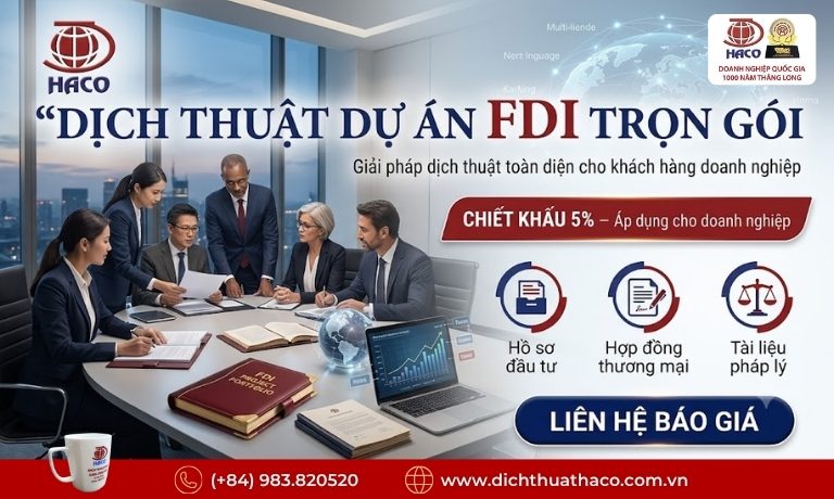 Dịch Thuật Dự Án FDI Trọn Gói