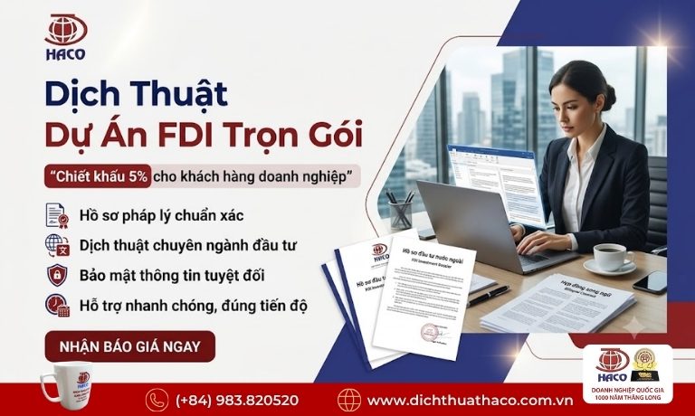 Dịch Thuật Dự Án FDI Trọn Gói