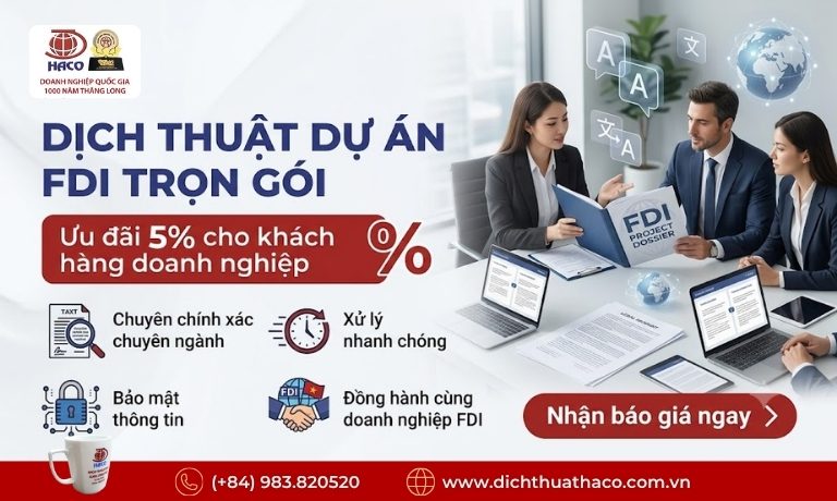 Dịch Thuật Dự Án FDI Trọn Gói