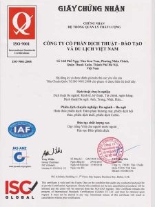 Chung Chi Theo Tieu Chuan Iso 9001