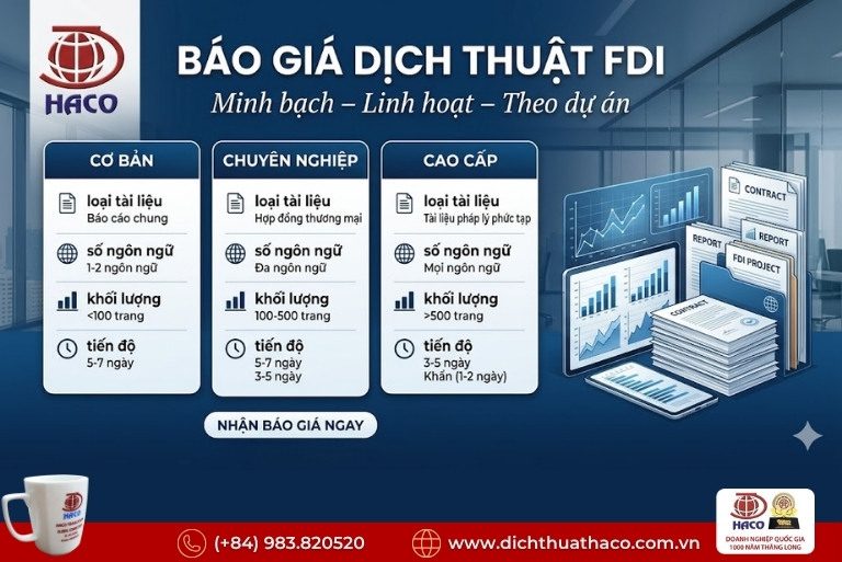 Công ty dịch thuật dự án FDI uy tín