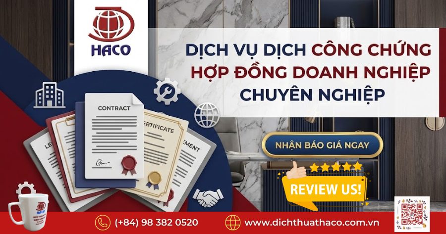 Dịch công chứng hồ sơ hợp đồng doanh nghiệp