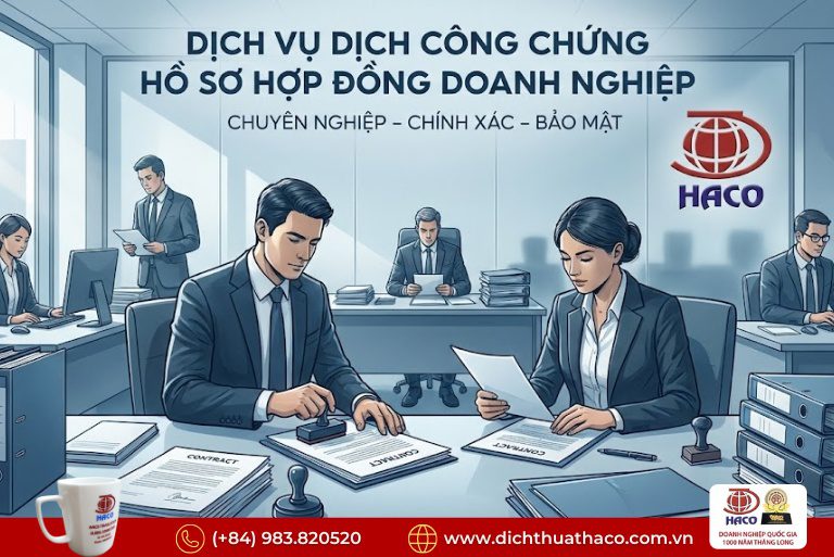 Dịch công chứng hồ sơ hợp đồng doanh nghiệp