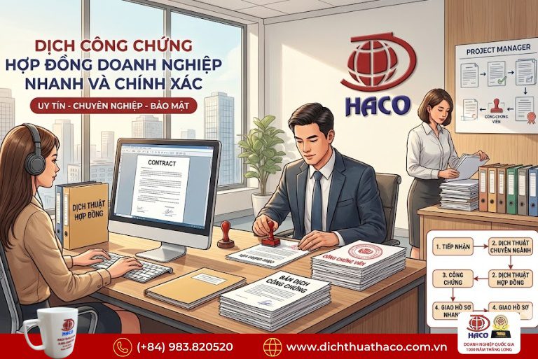 Dịch công chứng hồ sơ hợp đồng doanh nghiệp