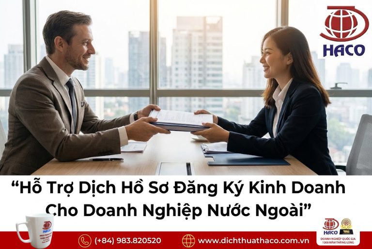 Dịch Hồ Sơ Đăng Ký Kinh Doanh Doanh Nghiệp Nước Ngoài
