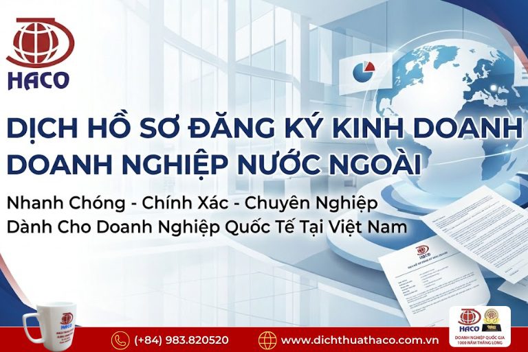 Dịch Hồ Sơ Đăng Ký Kinh Doanh Doanh Nghiệp Nước Ngoài