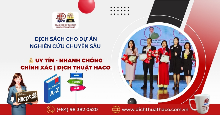 Dịch Sách Cho Dự Án Nghiên Cứu Chuyên Sâu Uy Tín Nhanh Chóng Chính Xác Dịch Thuật Haco