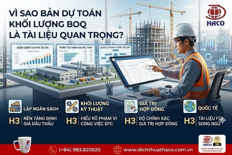 Dịch thuật bản dự toán khối lượng BOQ 1 Dịch thuật bản dự toán khối lượng BOQ