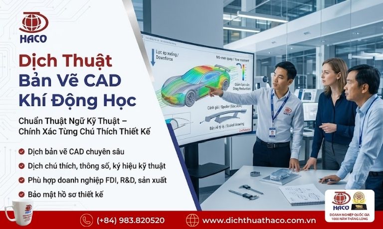 Dịch Thuật Bản Vẽ Thiết Kế Khí Động Học CAD