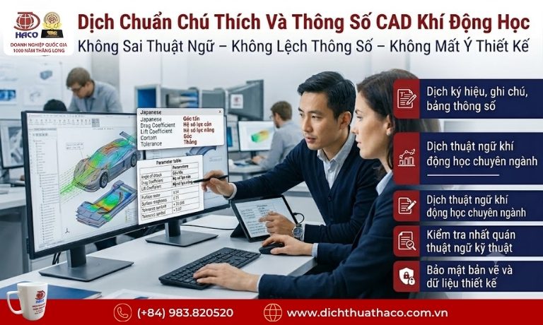 Dịch Thuật Bản Vẽ Thiết Kế Khí Động Học CAD