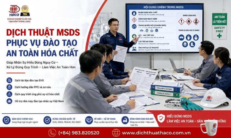 Dịch Thuật Bảng Dữ Liệu An Toàn Hóa Chất MSDS
