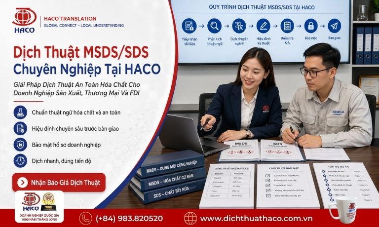 Dịch Thuật Bảng Dữ Liệu An Toàn Hóa Chất MSDS