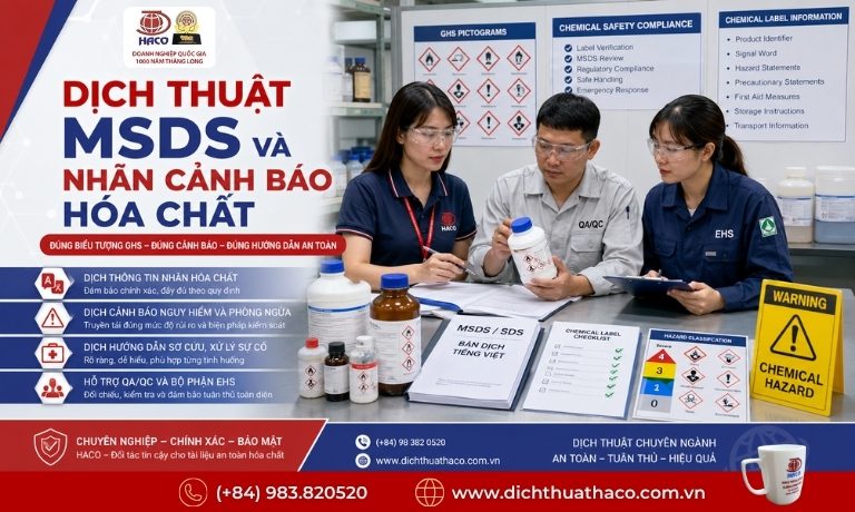 Dịch Thuật Bảng Dữ Liệu An Toàn Hóa Chất MSDS