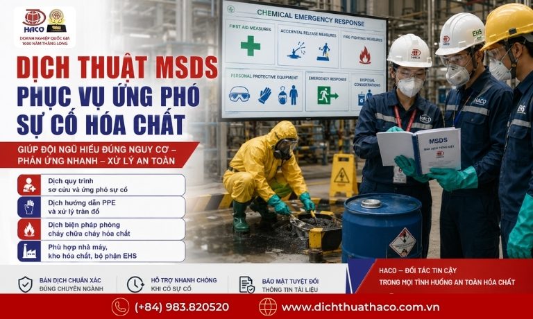 Dịch Thuật Bảng Dữ Liệu An Toàn Hóa Chất MSDS