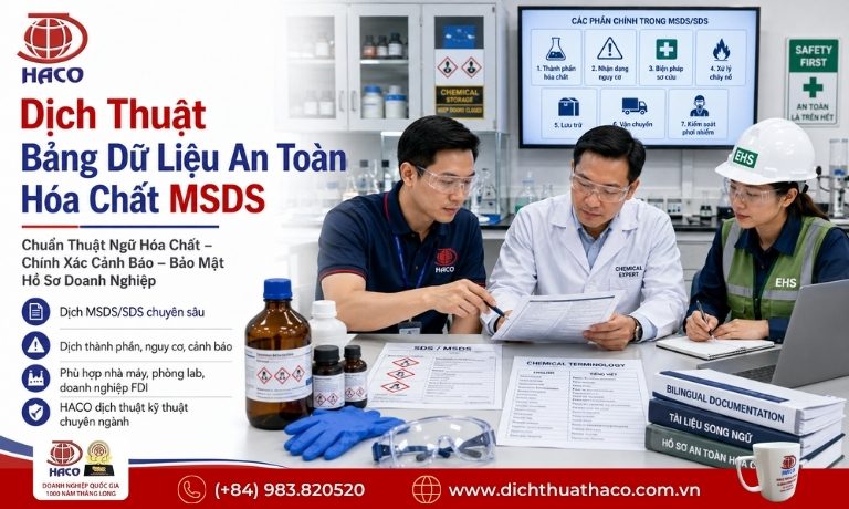 Dịch Thuật Bảng Dữ Liệu An Toàn Hóa Chất MSDS