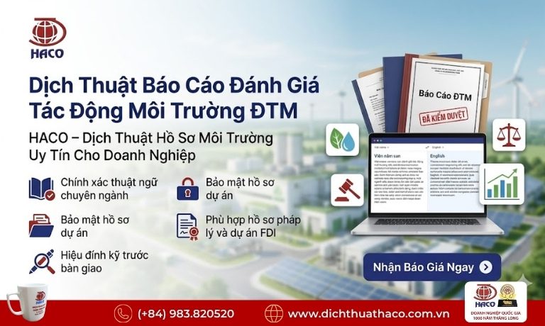 Dịch thuật báo cáo đánh giá tác động môi trường ĐTM