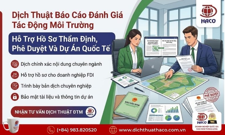 Dịch thuật báo cáo đánh giá tác động môi trường ĐTM