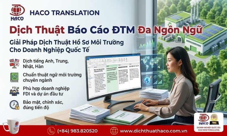 Dịch thuật báo cáo đánh giá tác động môi trường ĐTM