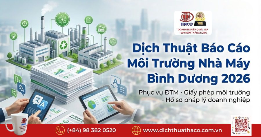 Dịch thuật báo cáo môi trường nhà máy Bình Dương