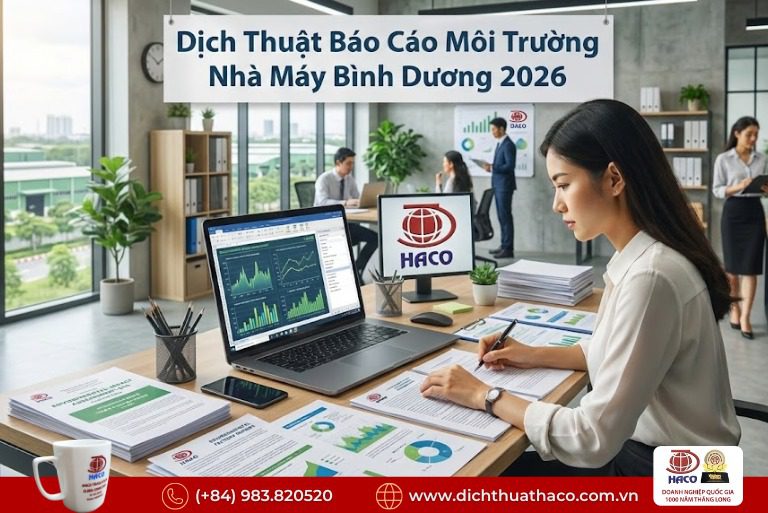 Dịch thuật báo cáo môi trường nhà máy Bình Dương