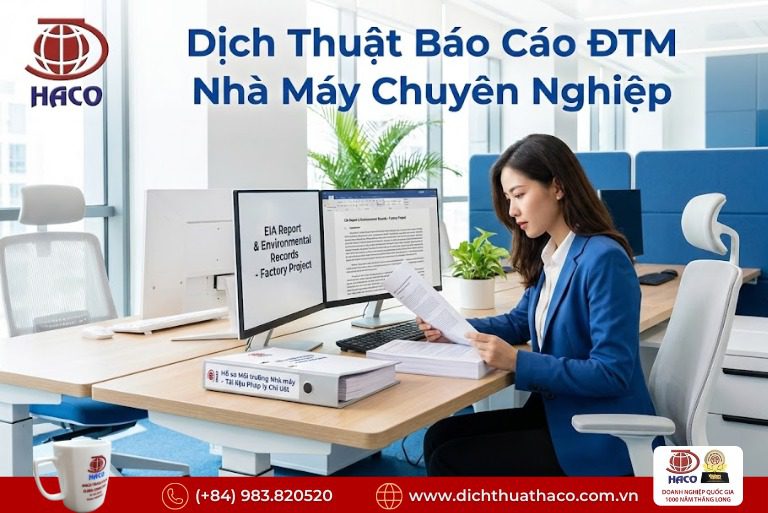 Dịch thuật báo cáo môi trường nhà máy Bình Dương