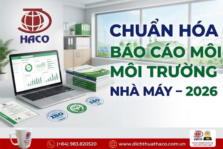 Dịch thuật báo cáo môi trường nhà máy Bình Dương