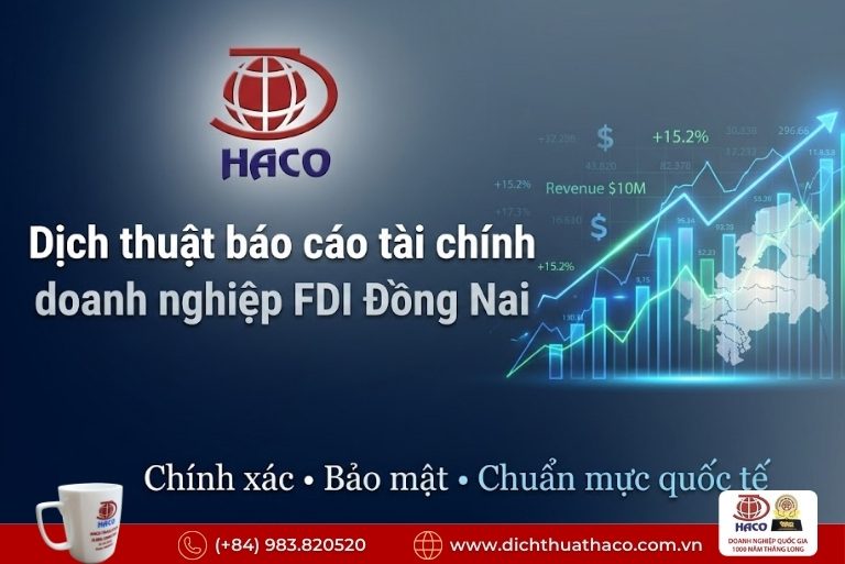 Dịch thuật báo cáo tài chính doanh nghiệp FDI Đồng Nai