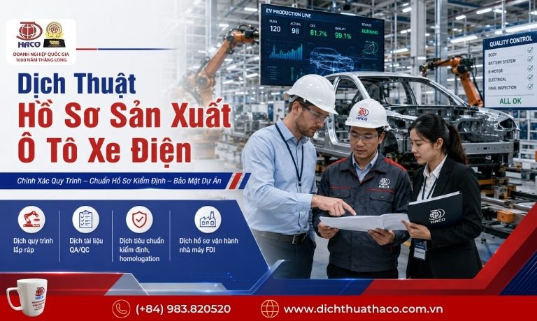 Dịch Thuật Chuyên Ngành Ô Tô Xe Điện FDI | HACO 3 Dịch Thuật Chuyên Ngành Ô Tô Xe Điện FDI