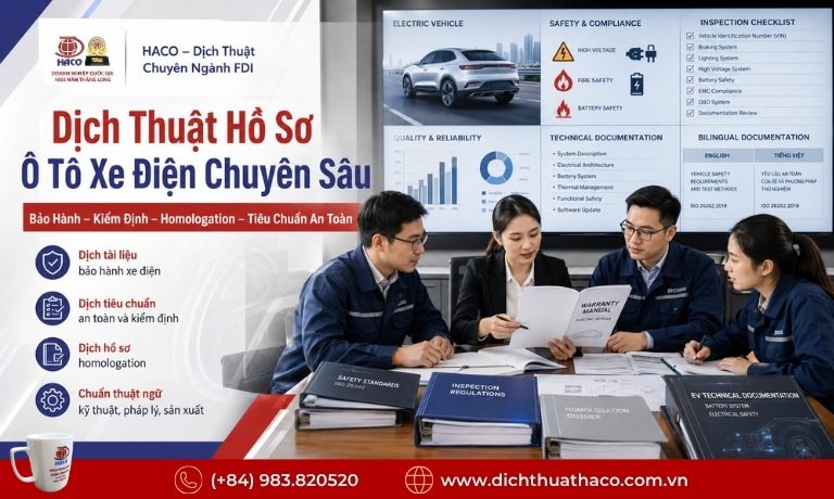 Dịch Thuật Chuyên Ngành Ô Tô Xe Điện FDI | HACO 2 Dịch Thuật Chuyên Ngành Ô Tô Xe Điện FDI