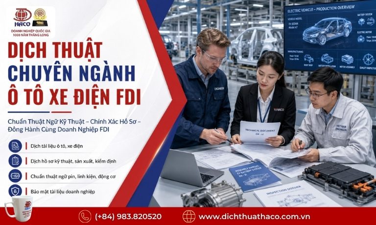 Dịch Thuật Chuyên Ngành Ô Tô Xe Điện FDI | HACO 10 Dịch Thuật Chuyên Ngành Ô Tô Xe Điện FDI