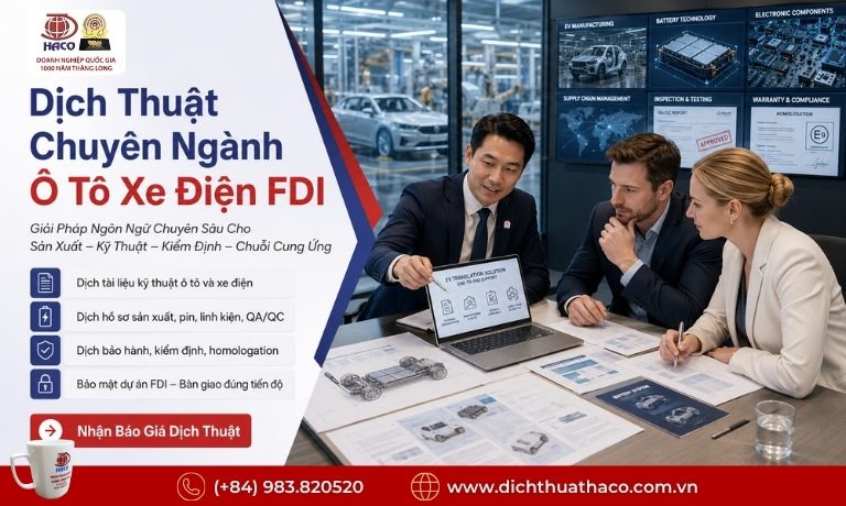 Dịch Thuật Chuyên Ngành Ô Tô Xe Điện FDI | HACO 9 Dịch Thuật Chuyên Ngành Ô Tô Xe Điện FDI