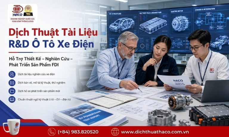 Dịch Thuật Chuyên Ngành Ô Tô Xe Điện FDI | HACO 7 Dịch Thuật Chuyên Ngành Ô Tô Xe Điện FDI