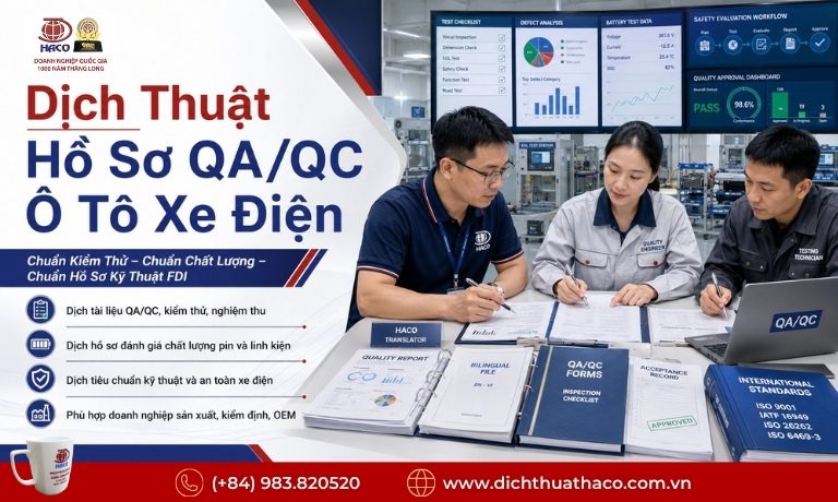 Dịch Thuật Chuyên Ngành Ô Tô Xe Điện FDI | HACO 6 Dịch Thuật Chuyên Ngành Ô Tô Xe Điện FDI