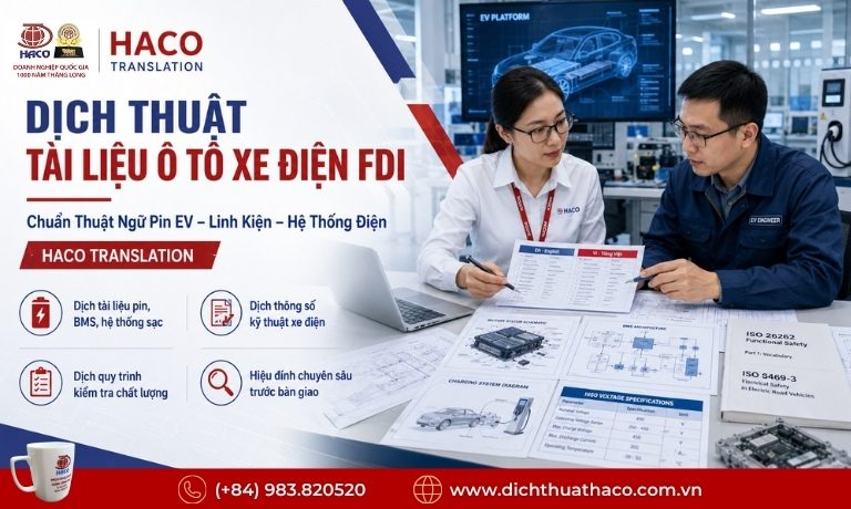 Dịch Thuật Chuyên Ngành Ô Tô Xe Điện FDI | HACO 5 Dịch Thuật Chuyên Ngành Ô Tô Xe Điện FDI
