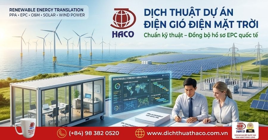 Dịch thuật dự án điện gió điện mặt trời