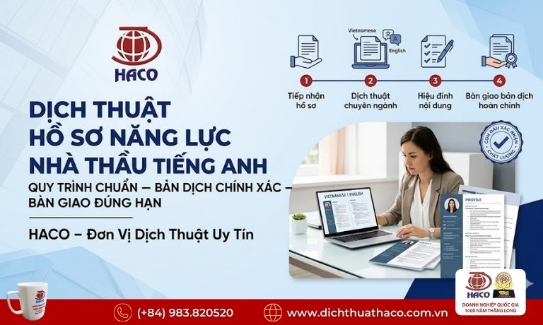 Dịch Thuật Hồ Sơ Năng Lực Nhà Thầu Tiếng Anh Uy Tín | HACO 3 Dịch Thuật Hồ Sơ Năng Lực Nhà Thầu Tiếng Anh