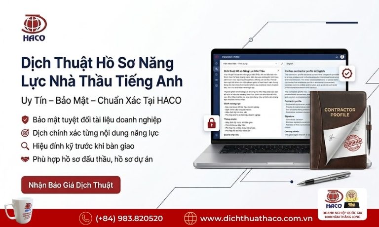 Dịch Thuật Hồ Sơ Năng Lực Nhà Thầu Tiếng Anh Uy Tín | HACO 2 Dịch Thuật Hồ Sơ Năng Lực Nhà Thầu Tiếng Anh