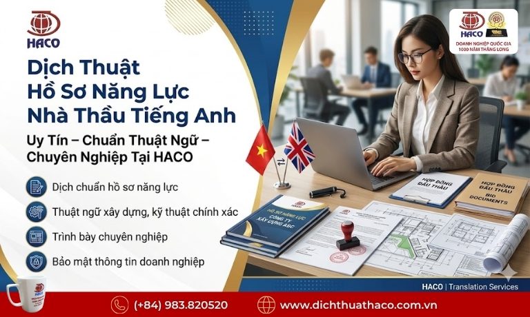 Dịch Thuật Hồ Sơ Năng Lực Nhà Thầu Tiếng Anh Uy Tín | HACO 1 Dịch Thuật Hồ Sơ Năng Lực Nhà Thầu Tiếng Anh