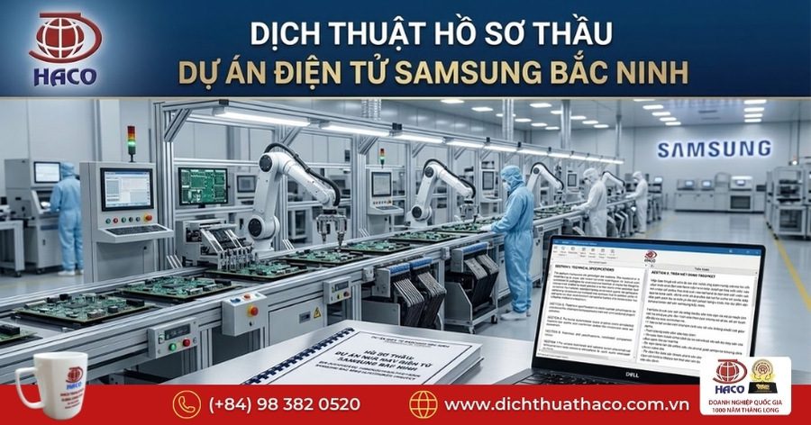 Dịch thuật hồ sơ thầu dự án điện tử Samsung Bắc Ninh
