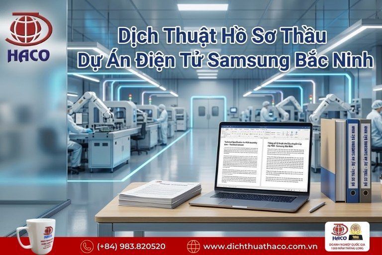 Dịch thuật hồ sơ thầu dự án điện tử Samsung Bắc Ninh