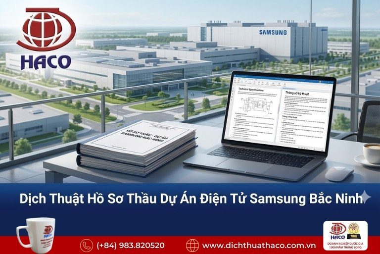 Dịch thuật hồ sơ thầu dự án điện tử Samsung Bắc Ninh