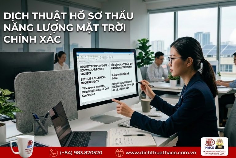 Dịch thuật hồ sơ thầu pin năng lượng mặt trời chuyên nghiệp