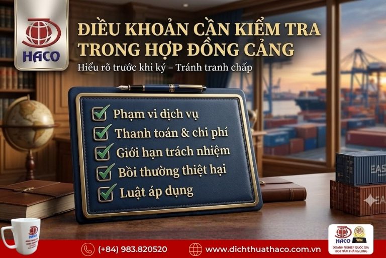 Dịch thuật hợp đồng dịch vụ cảng