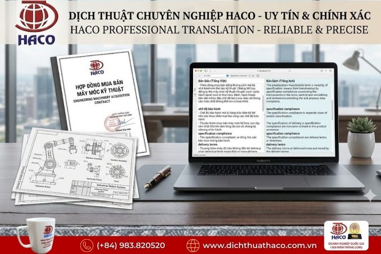 Dịch thuật hợp đồng mua bán máy móc quốc tế tại Đồng Nai