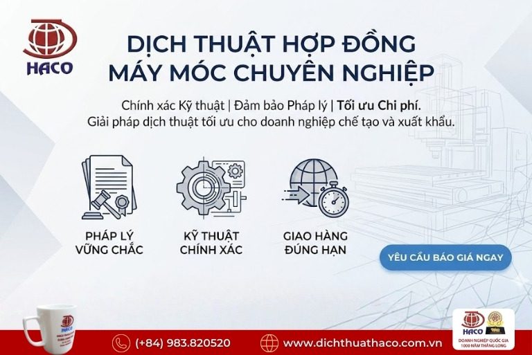 Dịch thuật hợp đồng mua bán máy móc quốc tế tại Đồng Nai