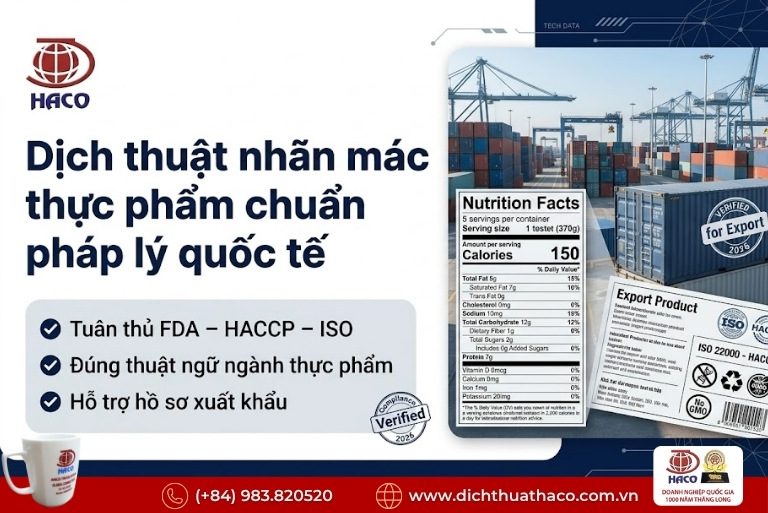 Dịch thuật nhãn mác thực phẩm xuất khẩu